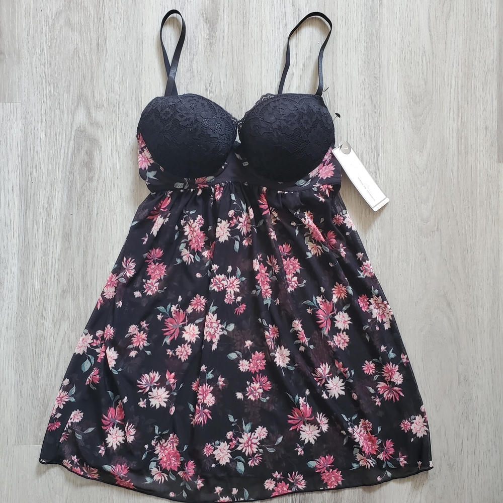 ☀️2/$40☀️ Black Floral Babydoll Lingerie - Marilyn Monroe - L